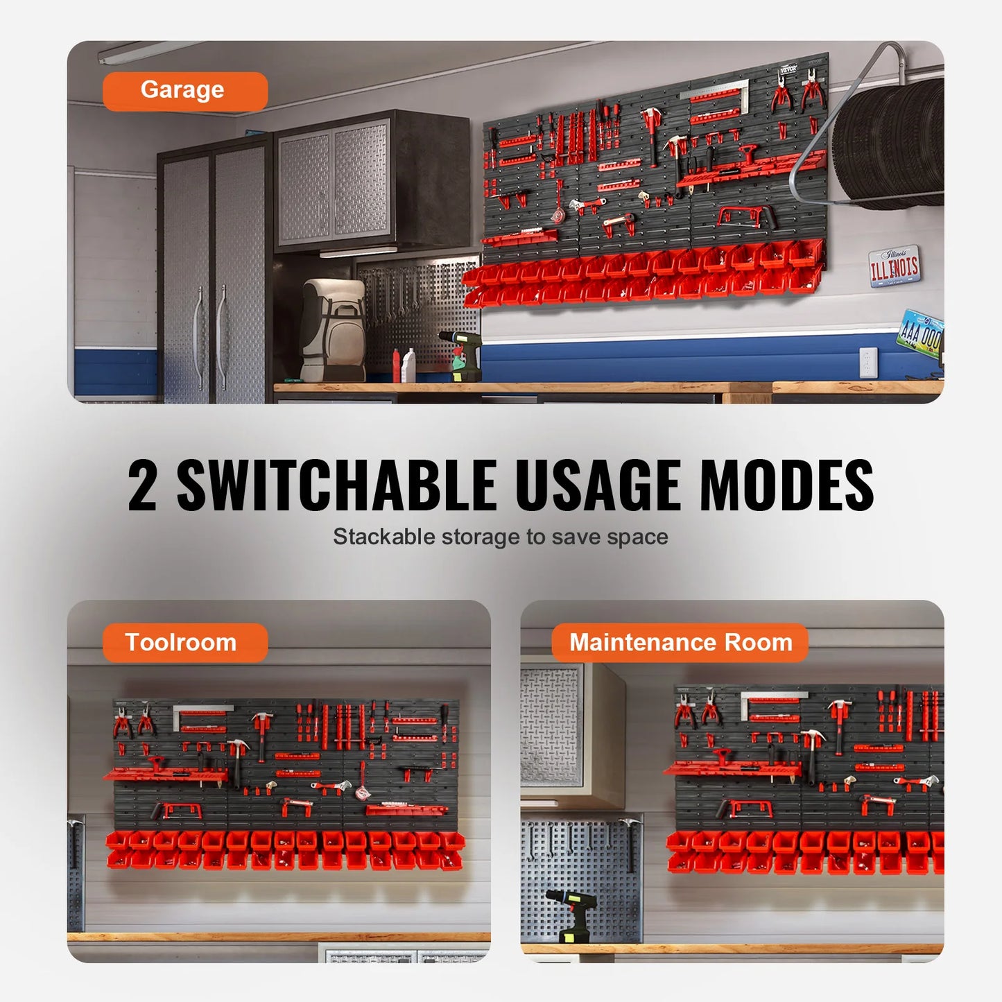 Wall-Mounted Storage Bin Rack