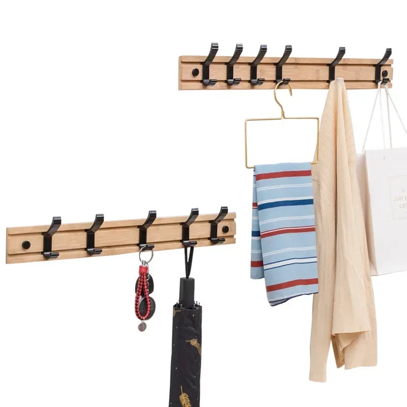 Nordic Bamboo Wall-Mounted Coat Hook Rack