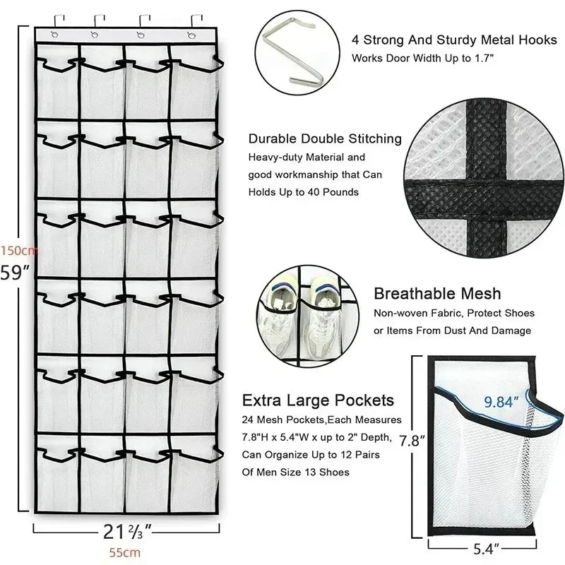 Over-Door Mesh Pocket Shoe Organizer