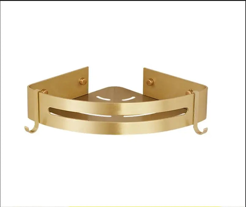 Brushed Gold Corner Shelf Wall Mount Bath Organizer