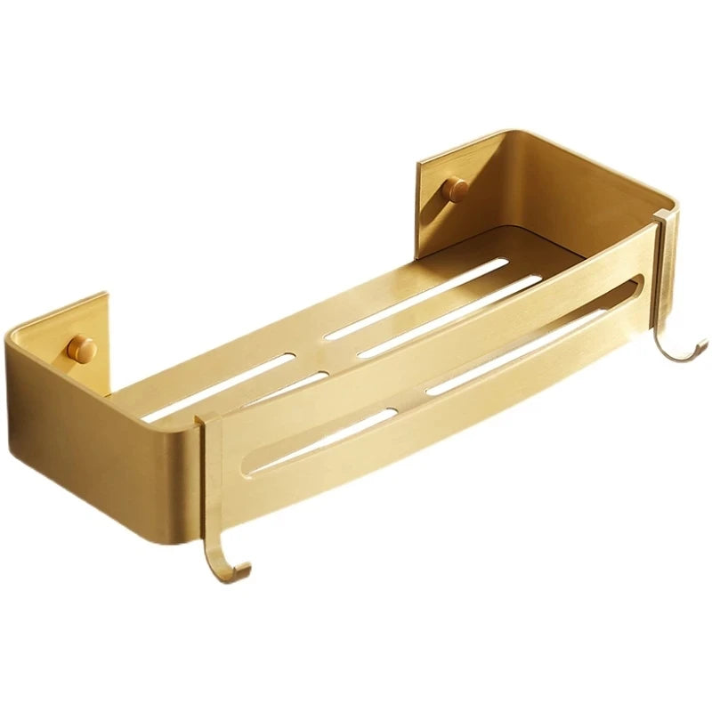 Brushed Gold Corner Shelf Wall Mount Bath Organizer