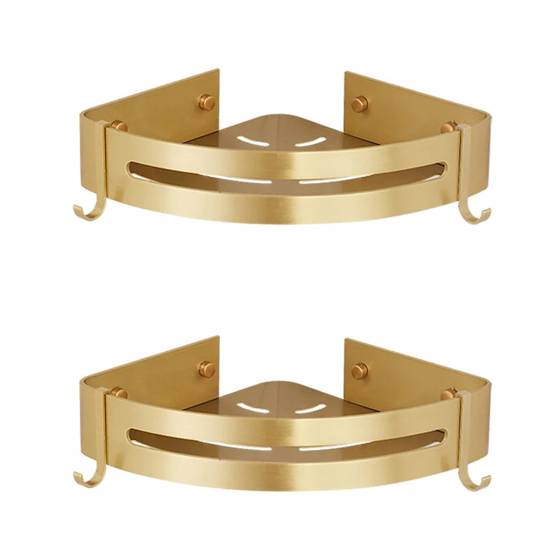 Brushed Gold Corner Shelf Wall Mount Bath Organizer