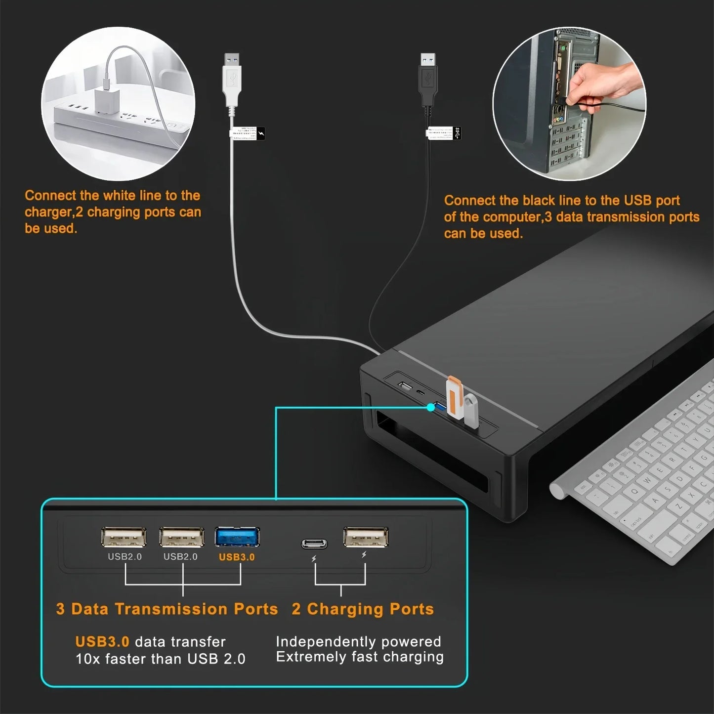 Foldable Monitor Stand Riser with Drawer