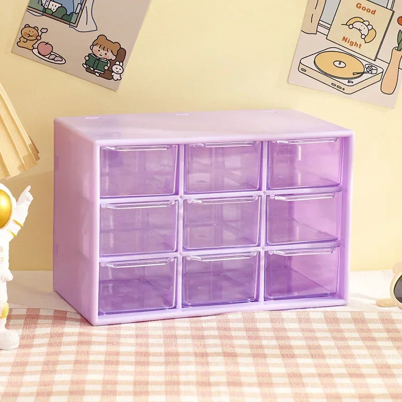 Desktop 9-Grid Transparent Storage Box