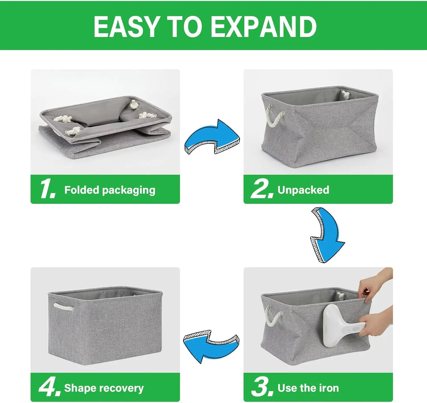 Foldable Fabric Storage Cubes with Ropes