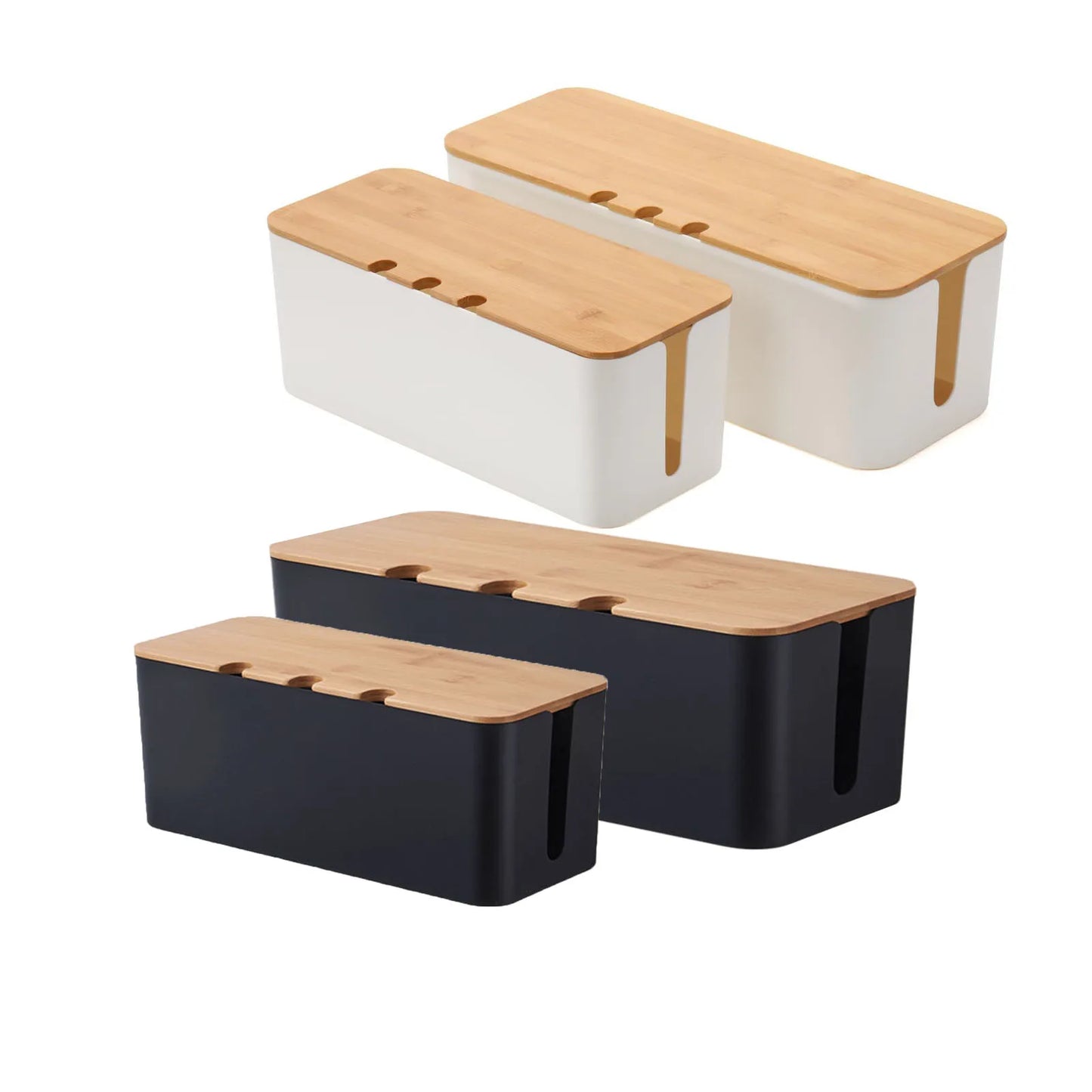 Wooden Style Cable Management Box Cord Organizer