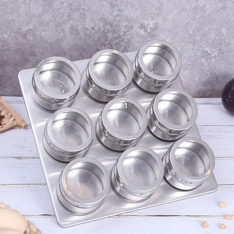 Magnetic Stainless Steel Spice Jar Set