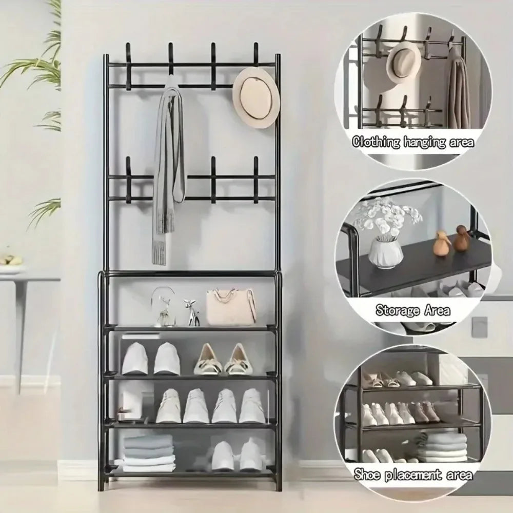 Floor-Standing Multi-Layer Shoe & Hat Rack