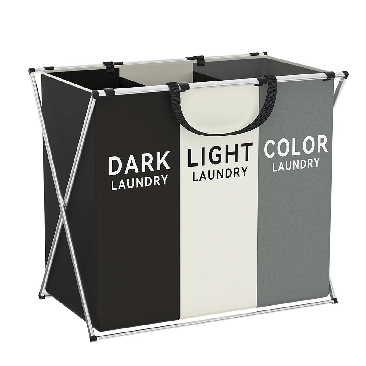 3-Section Divided Laundry Hamper Foldable Basket