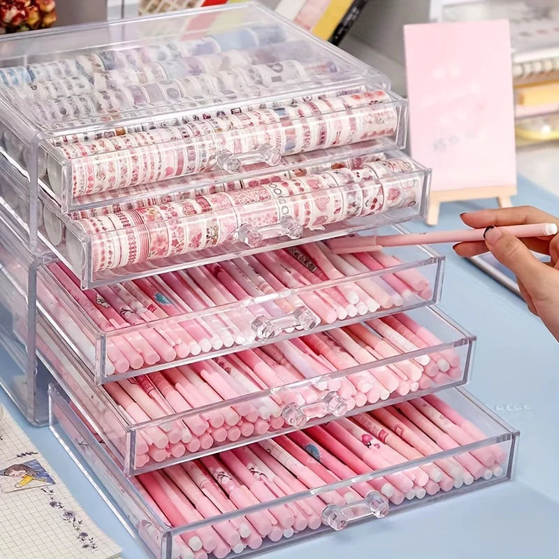 Clear Acrylic Desk Organizer with Drawers