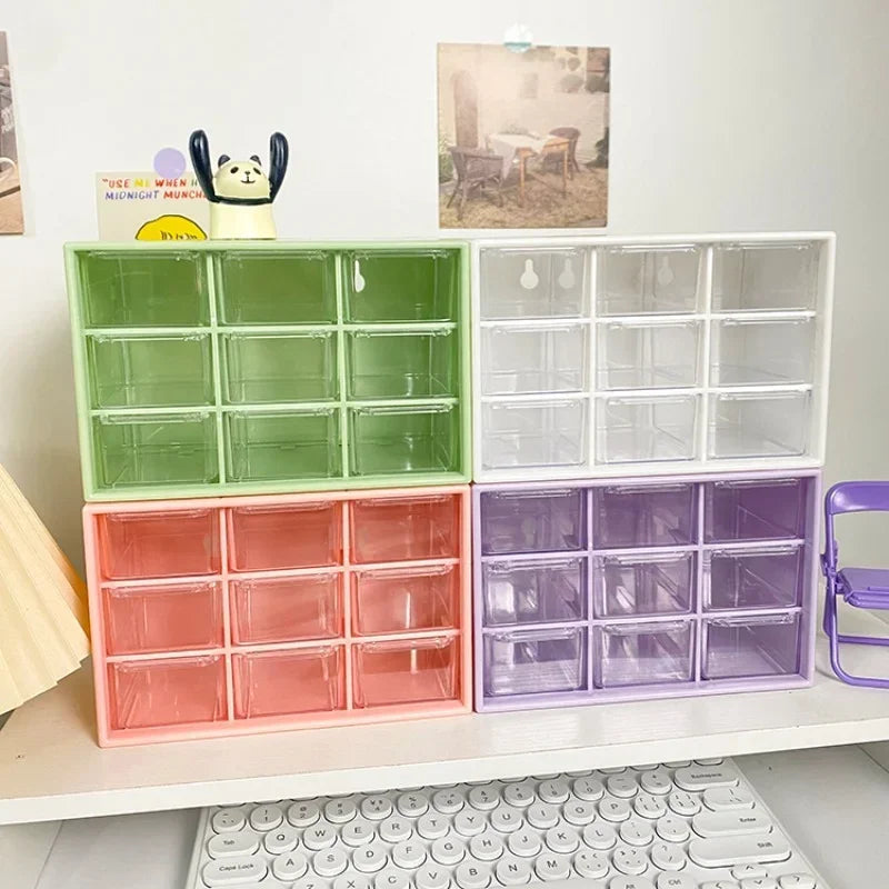 Desktop 9-Grid Transparent Storage Box
