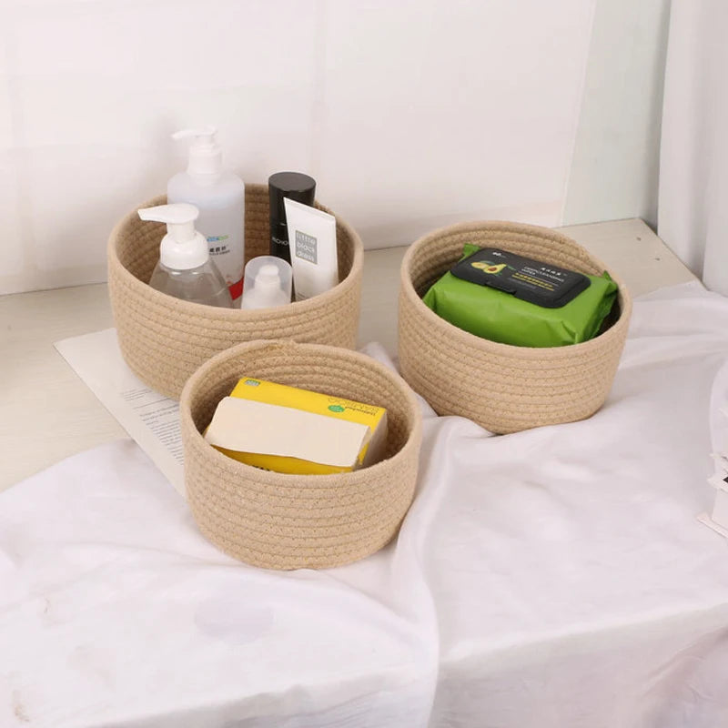 Handmade Woven Rope Desktop Storage Basket