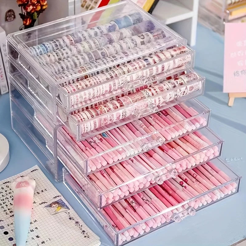 Clear Acrylic Desk Organizer with Drawers