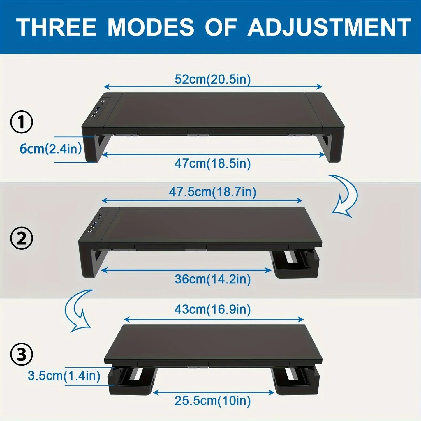 Foldable Monitor Stand Riser with Drawer