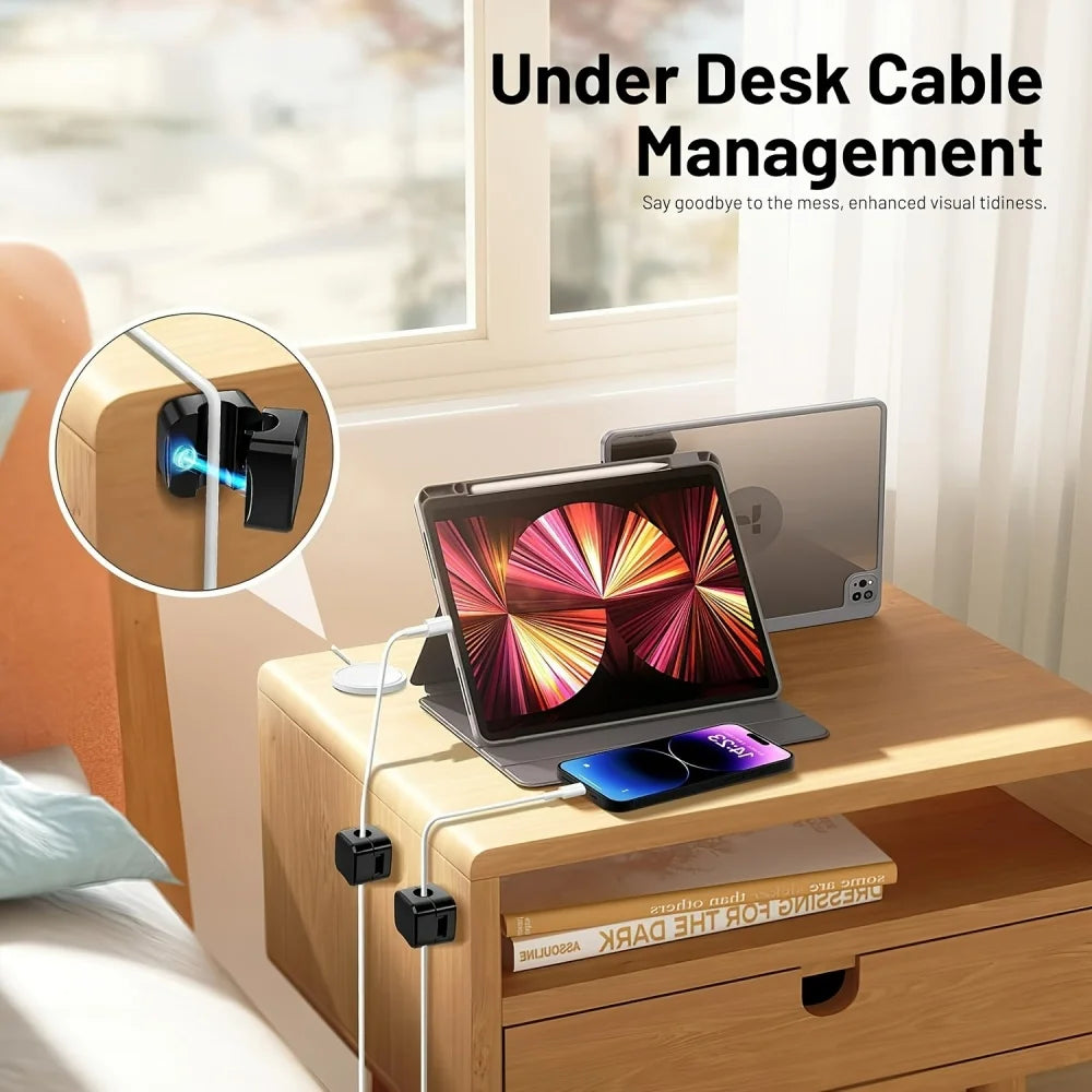 Magnetic Cable Clips Under-Desk Wire Organizer