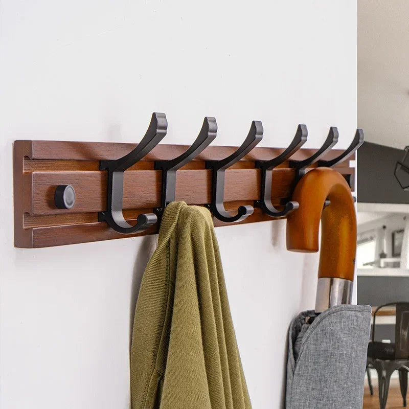 Nordic Bamboo Wall-Mounted Coat Hook Rack