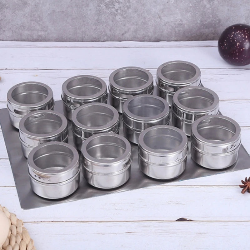 Magnetic Stainless Steel Spice Jar Set