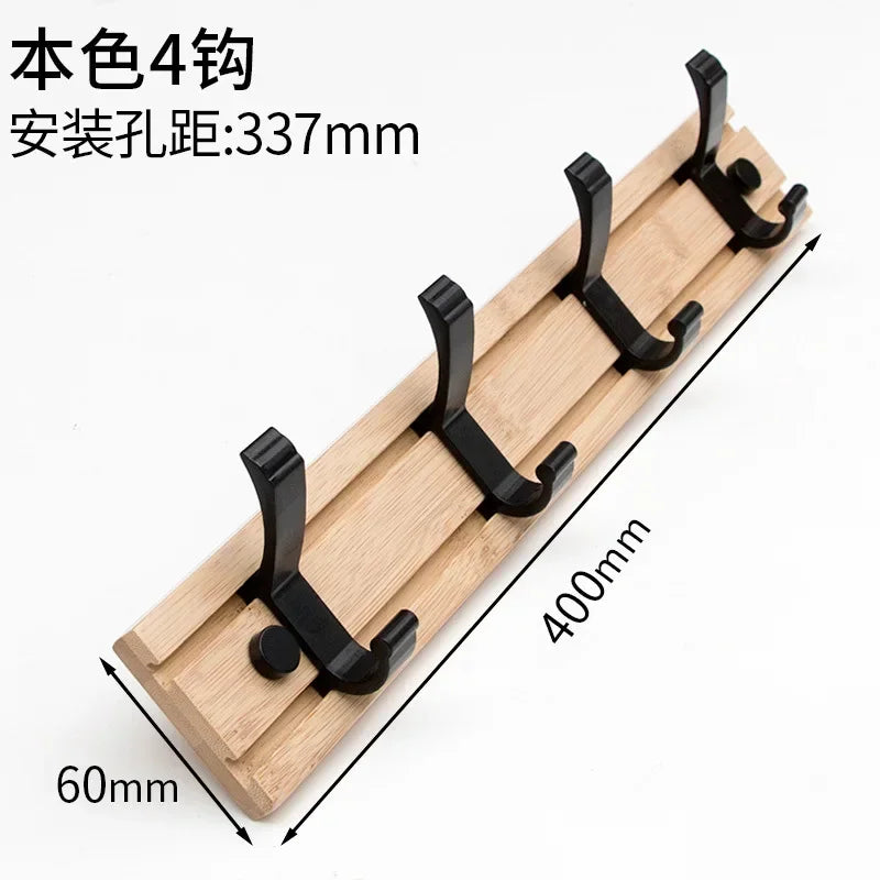 Nordic Bamboo Wall-Mounted Coat Hook Rack