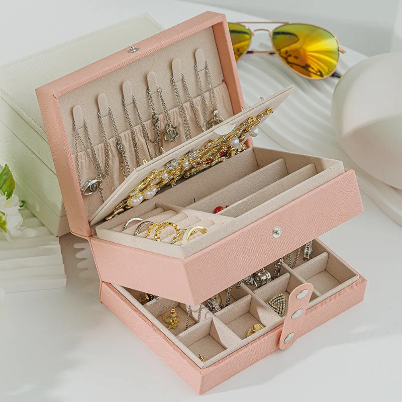 PU Leather Travel Jewelry Organizer Box