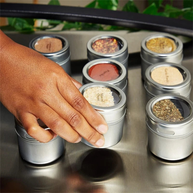 Magnetic Stainless Steel Spice Jar Set