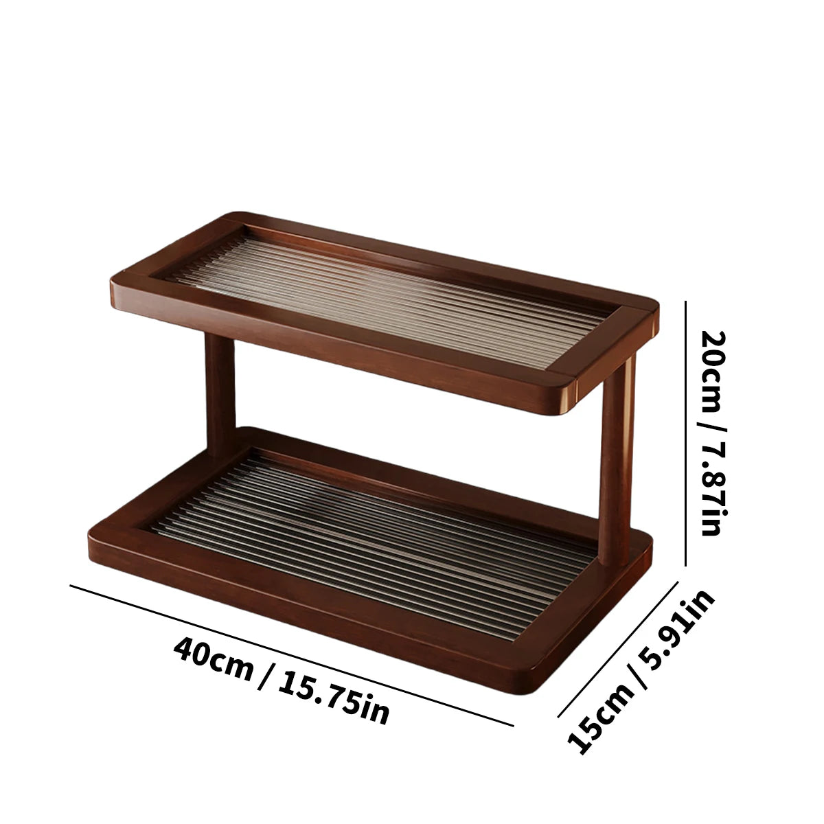 2-Tier Bamboo Countertop Storage Shelf