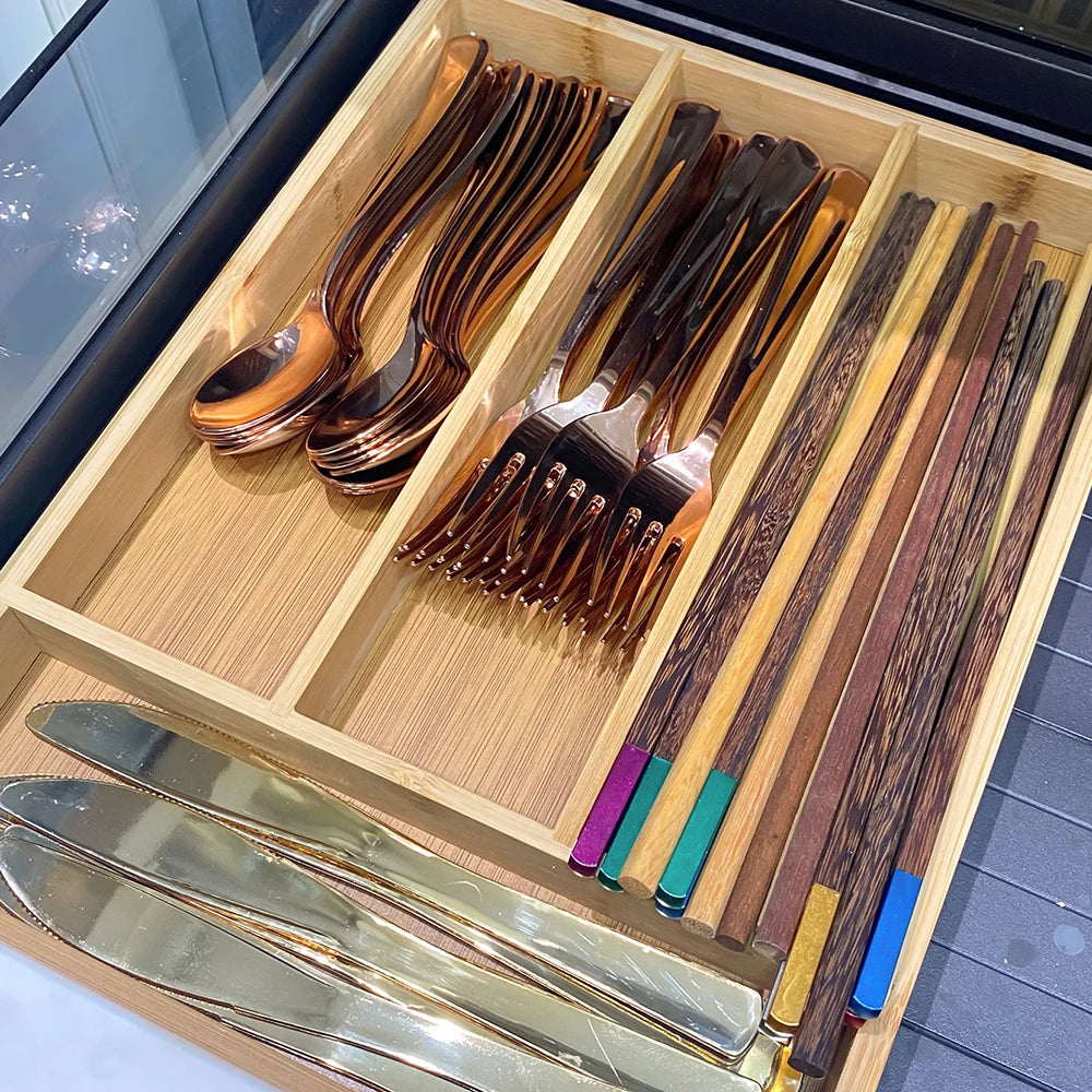 Bamboo Kitchen Drawer Organizer Tray