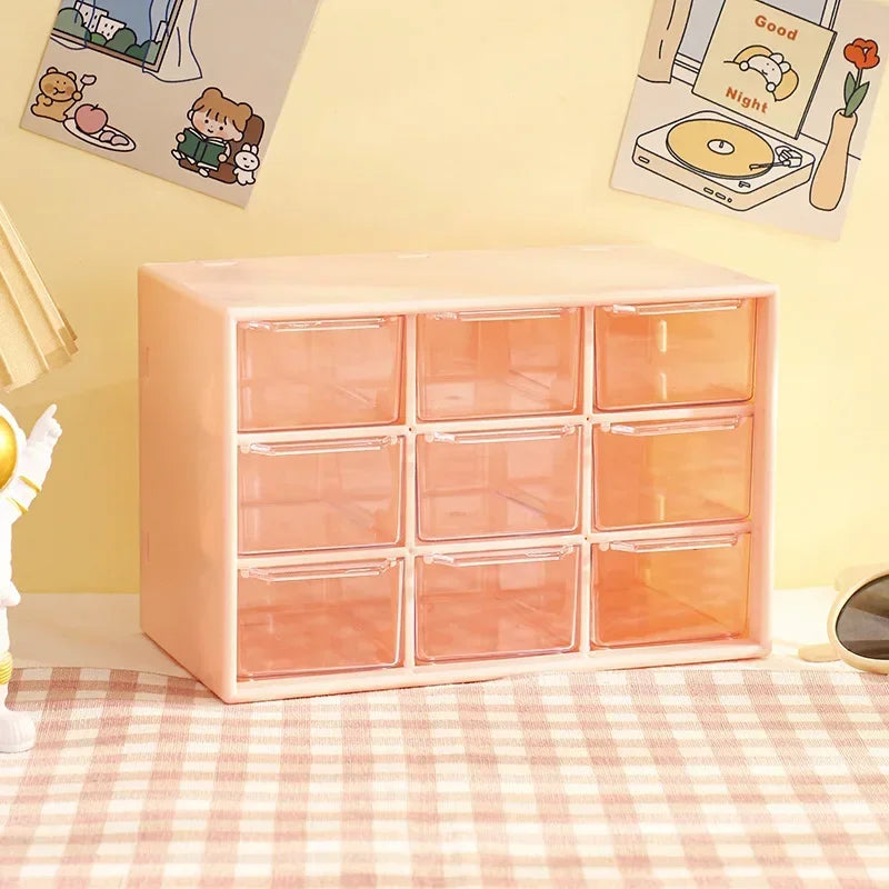 Desktop 9-Grid Transparent Storage Box