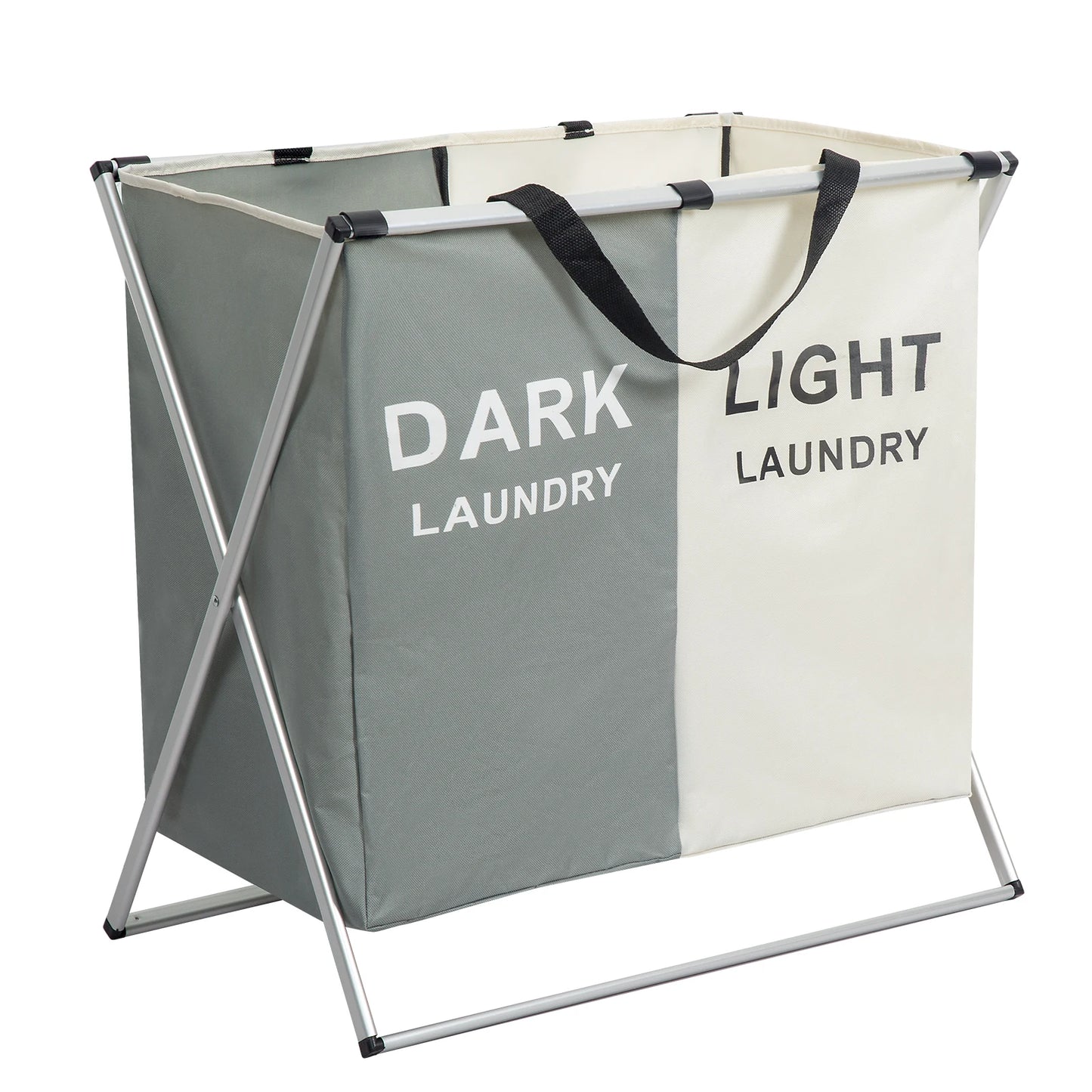 3-Section Divided Laundry Hamper Foldable Basket
