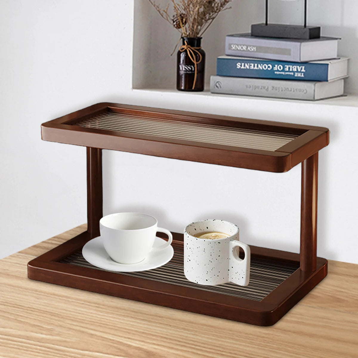 2-Tier Bamboo Countertop Storage Shelf