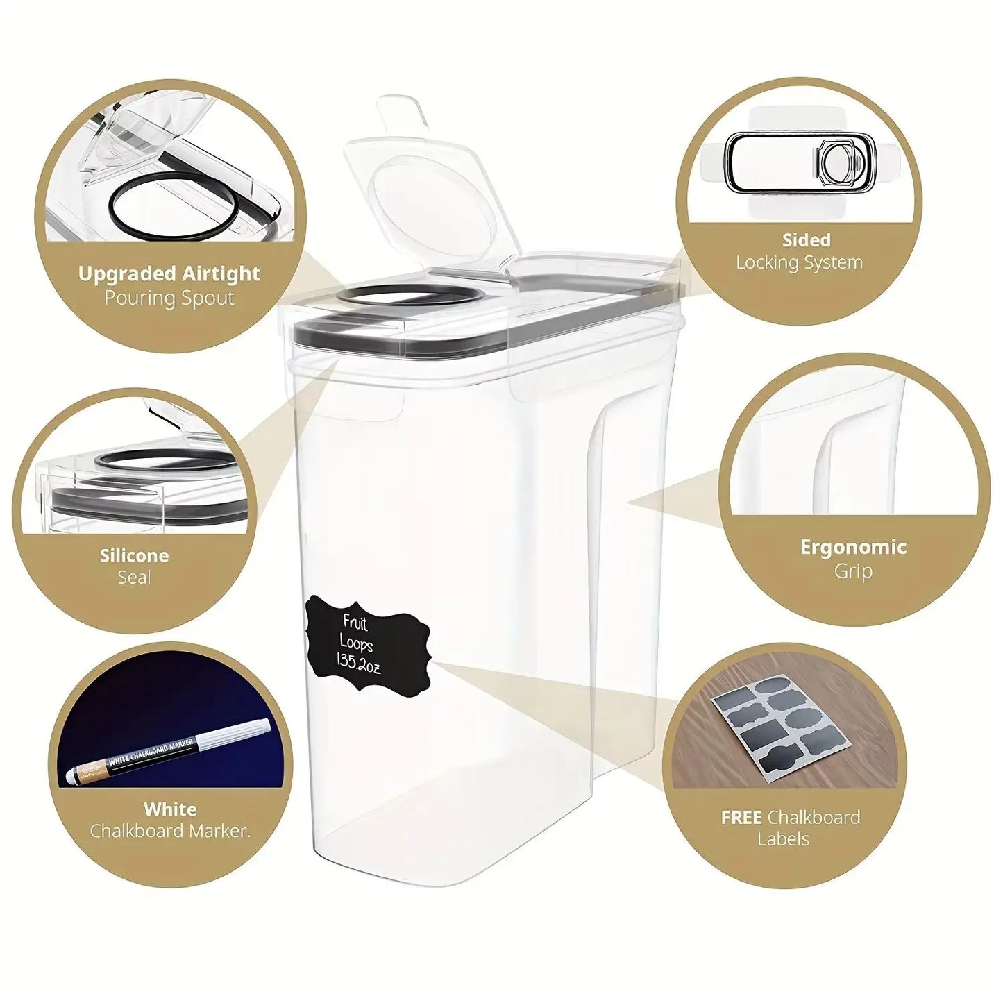 Airtight Grain Storage Container Set of 3