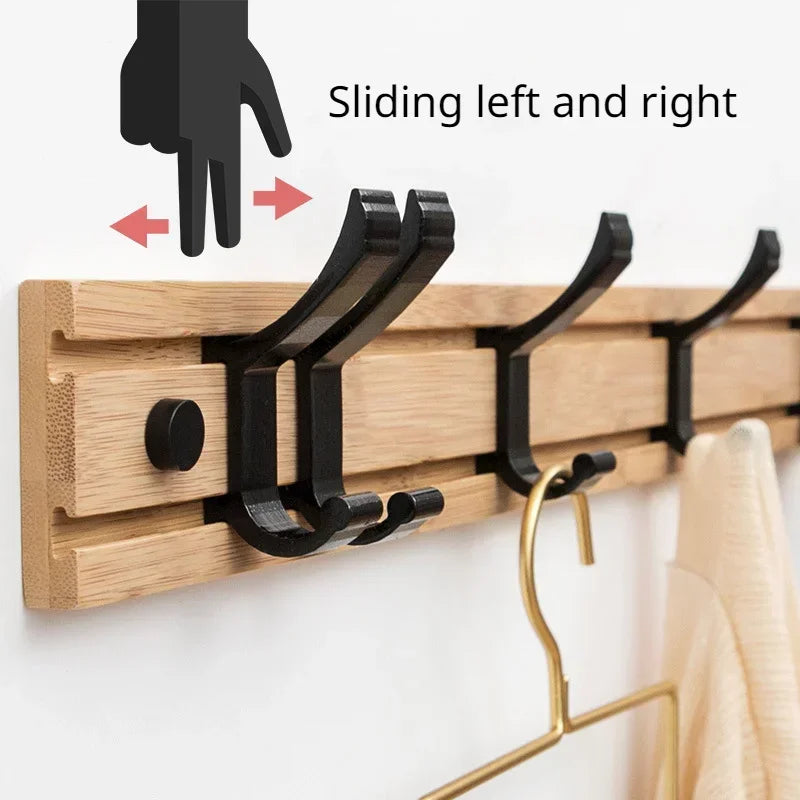 Nordic Bamboo Wall-Mounted Coat Hook Rack