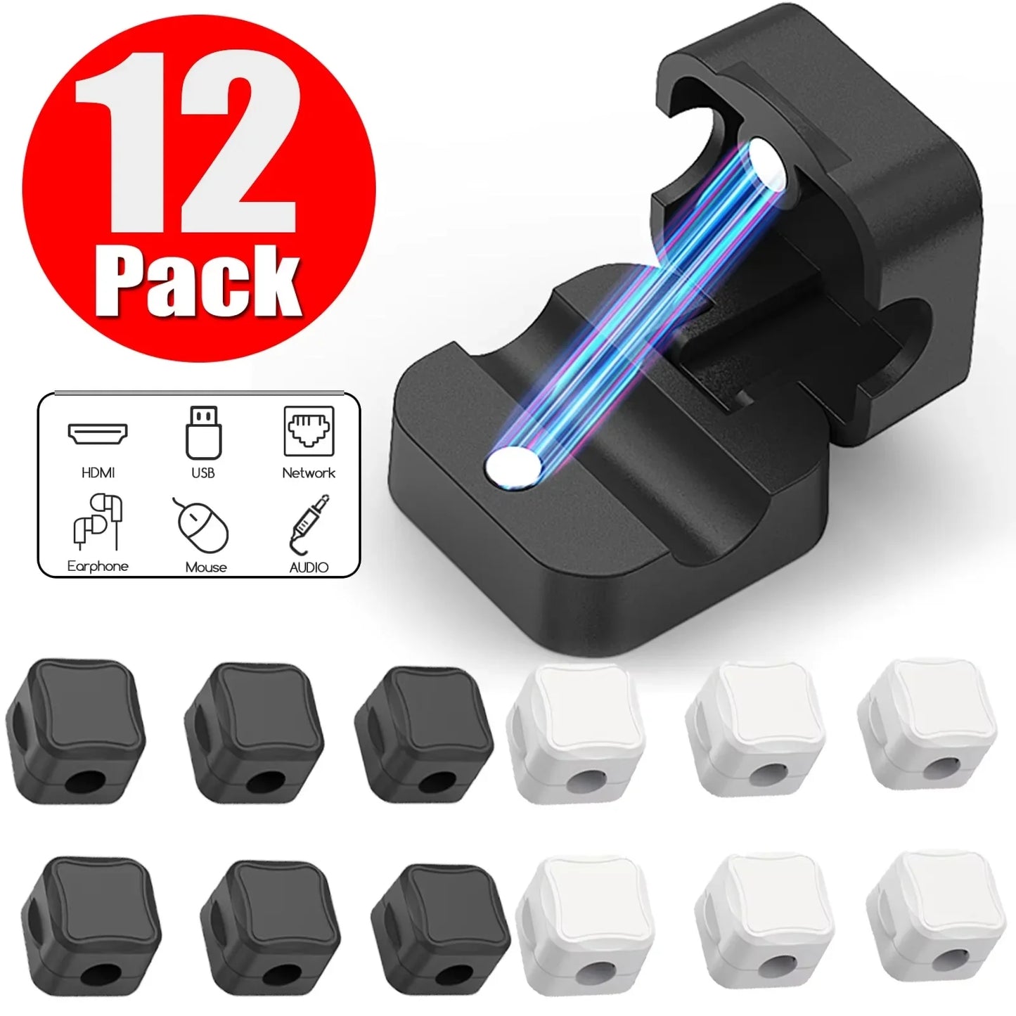Magnetic Cable Clips Under-Desk Wire Organizer