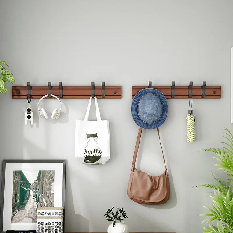Nordic Bamboo Wall-Mounted Coat Hook Rack