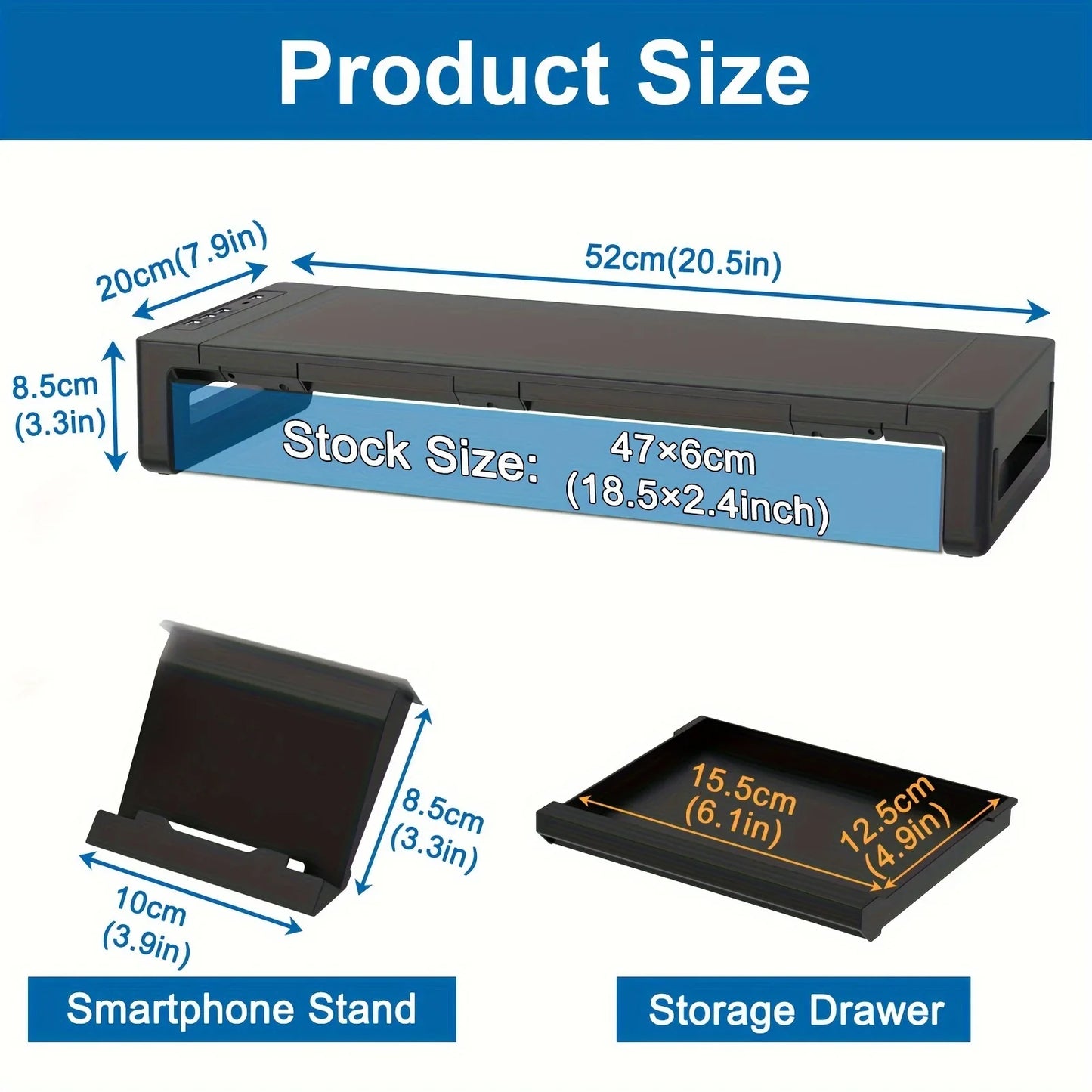 Foldable Monitor Stand Riser with Drawer