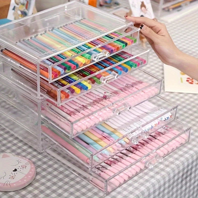 Clear Acrylic Desk Organizer with Drawers