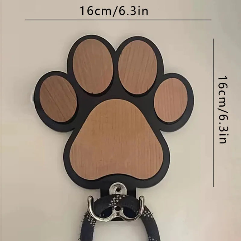 Wooden Paw Print Leash Wall Hook