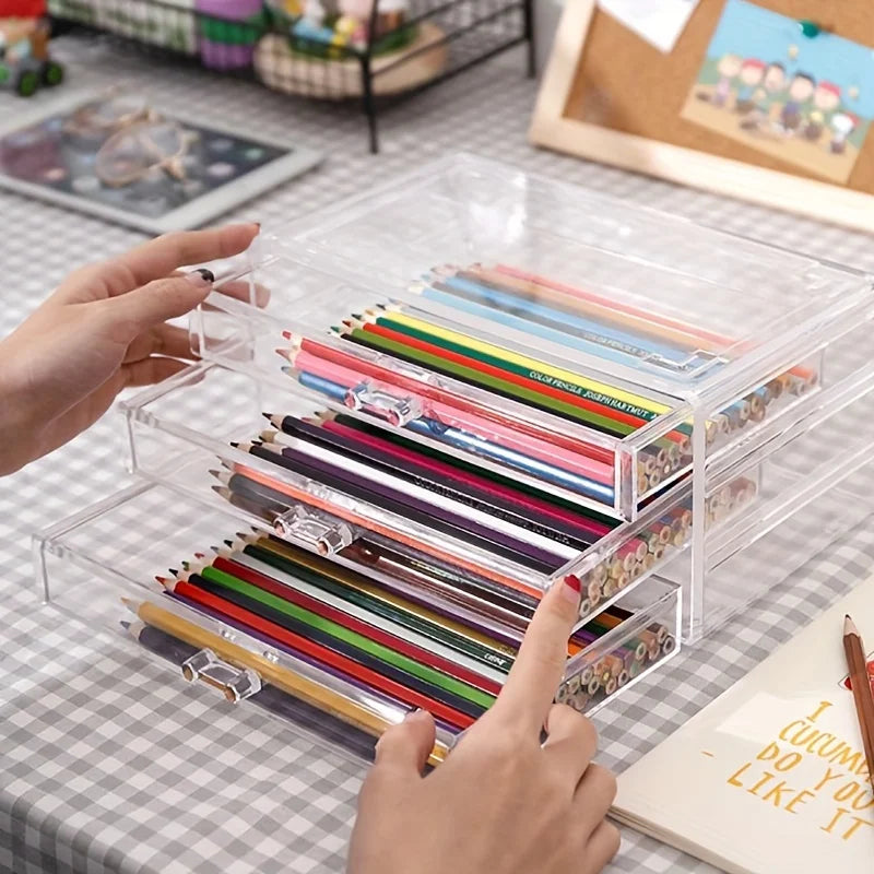 Clear Acrylic Desk Organizer with Drawers
