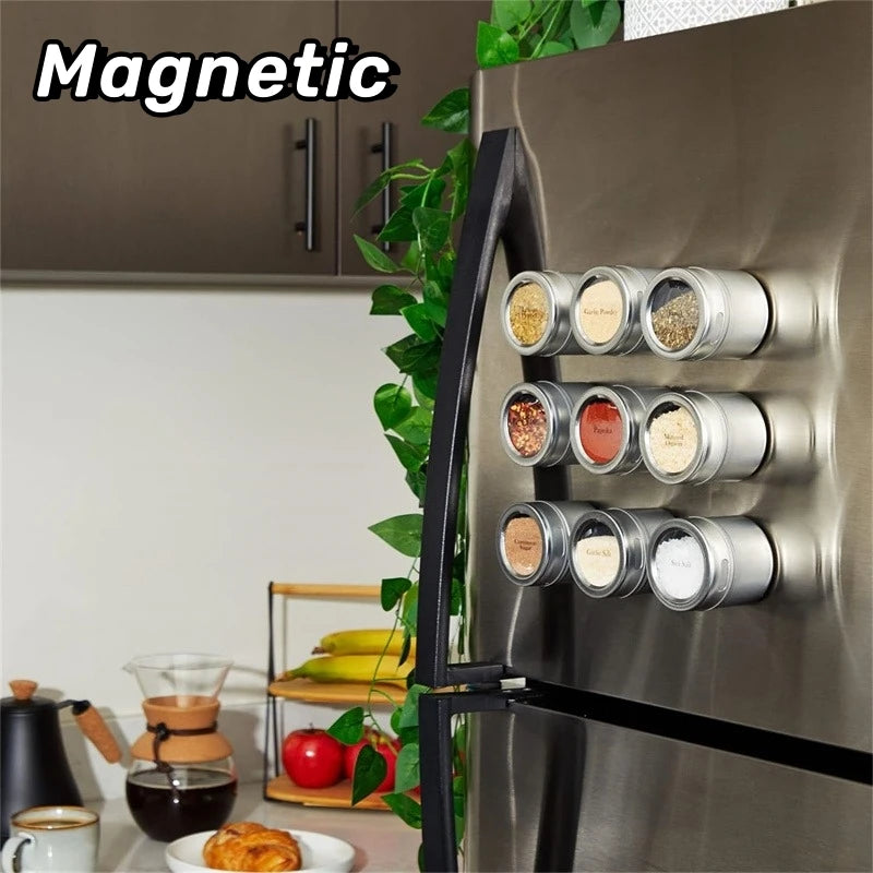 Magnetic Stainless Steel Spice Jar Set