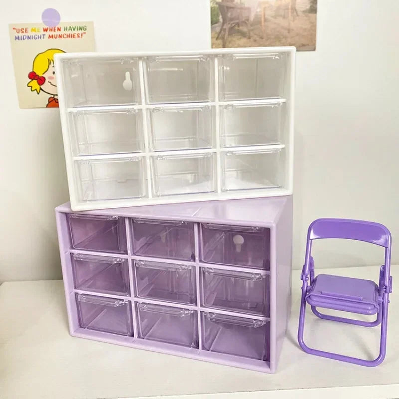 Desktop 9-Grid Transparent Storage Box
