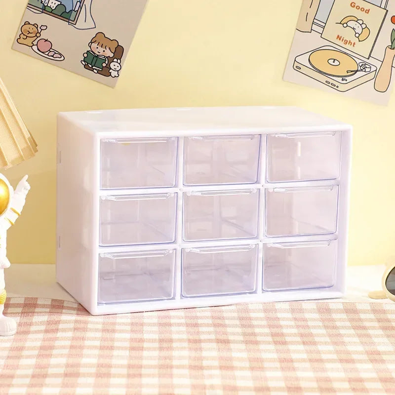 Desktop 9-Grid Transparent Storage Box