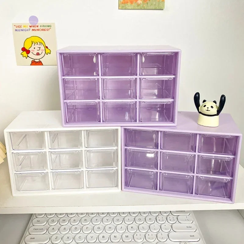 Desktop 9-Grid Transparent Storage Box