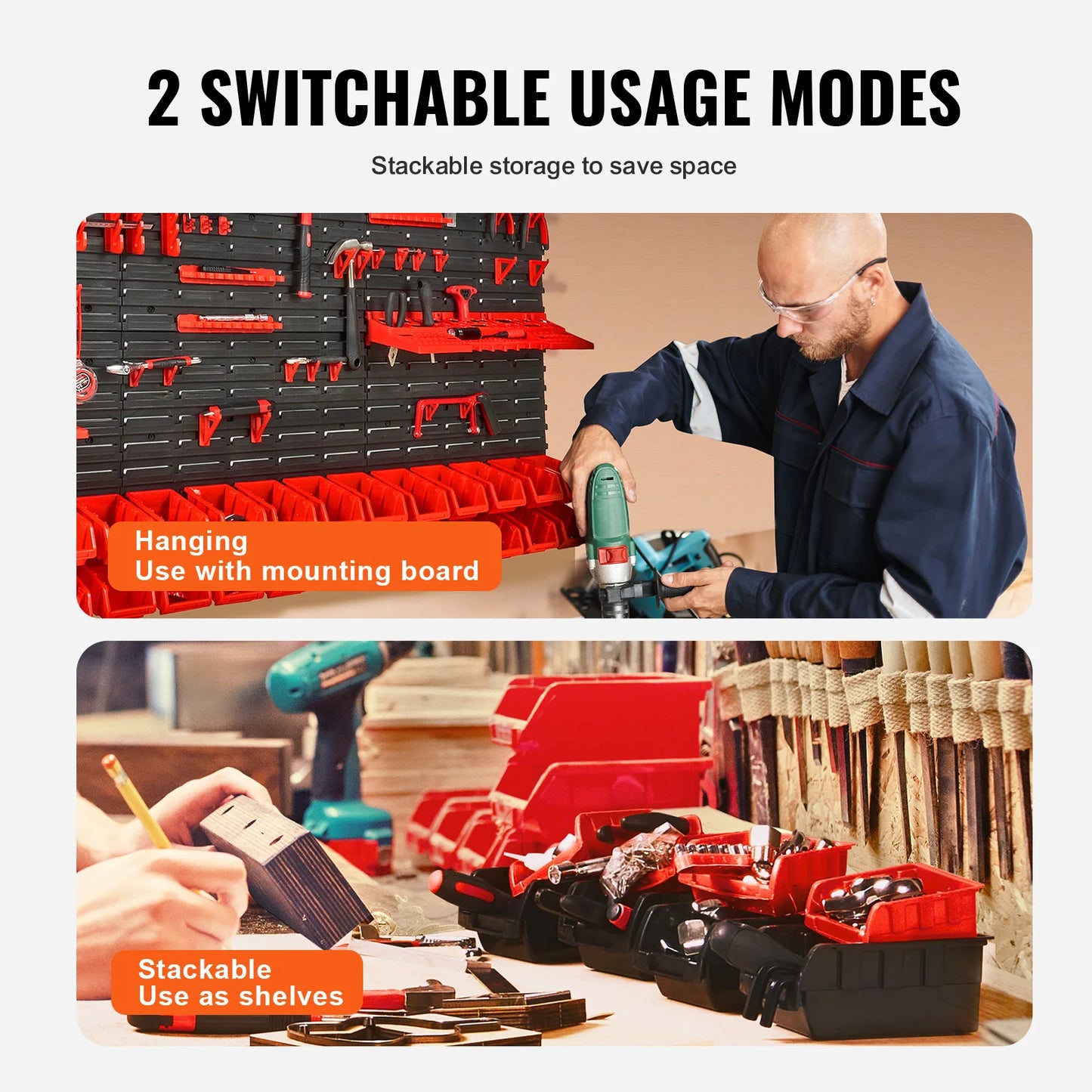 Wall-Mounted Storage Bin Rack