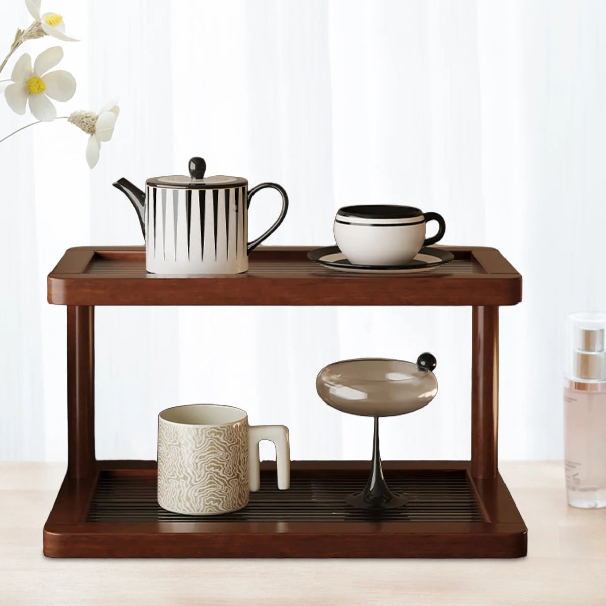 2-Tier Bamboo Countertop Storage Shelf
