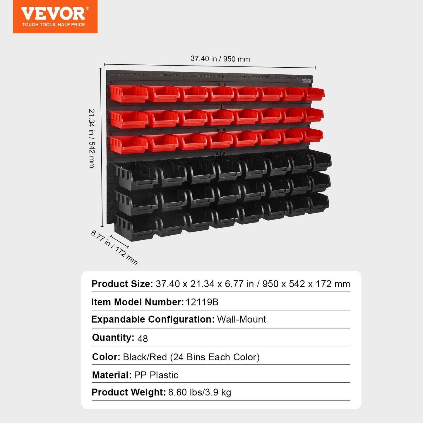 Wall-Mounted Storage Bin Rack