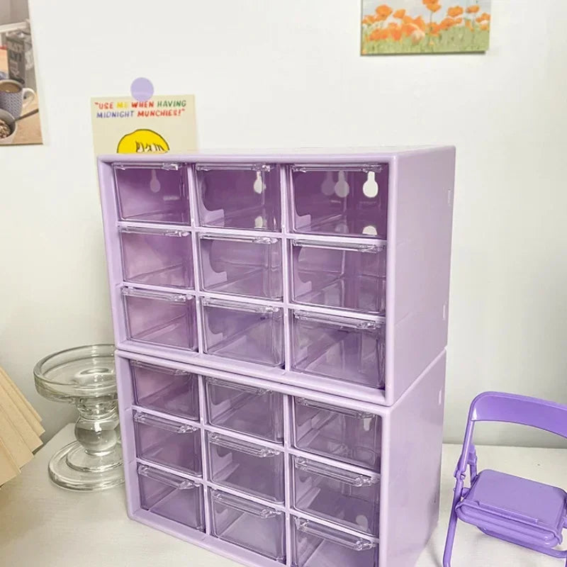 Desktop 9-Grid Transparent Storage Box