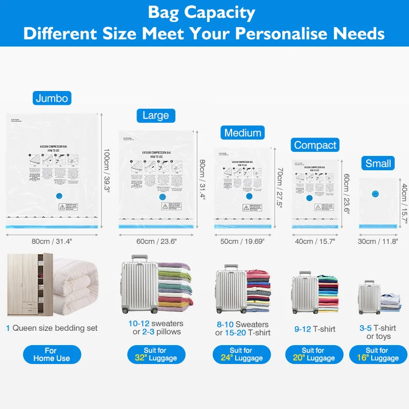 Vacuum Storage Bags with Cordless Pump
