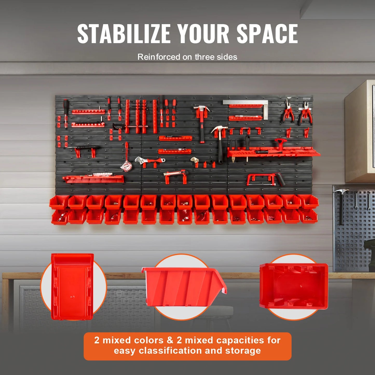 Wall-Mounted Storage Bin Rack