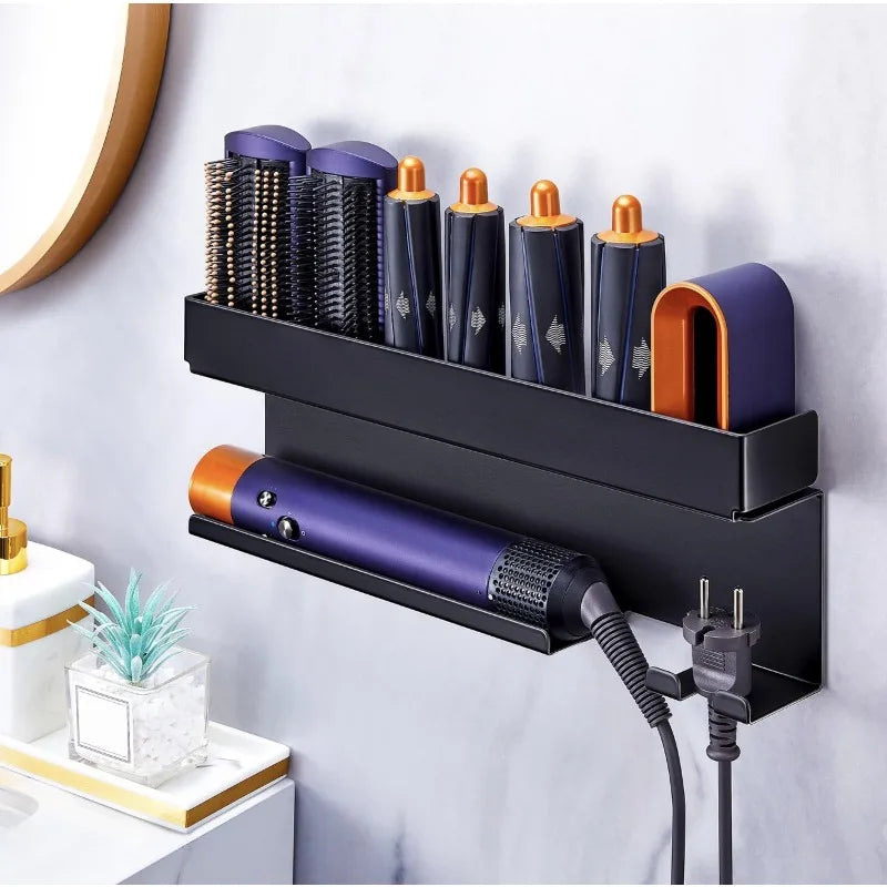 No-Drill Wall Mount Hair Tool Organizer