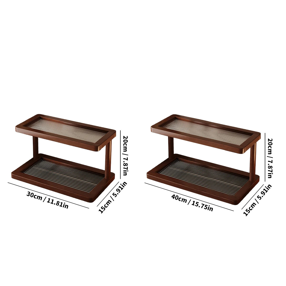 2-Tier Bamboo Countertop Storage Shelf
