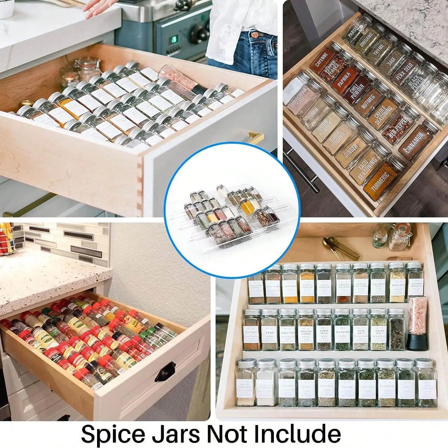 Adjustable Acrylic Spice Drawer Organizer